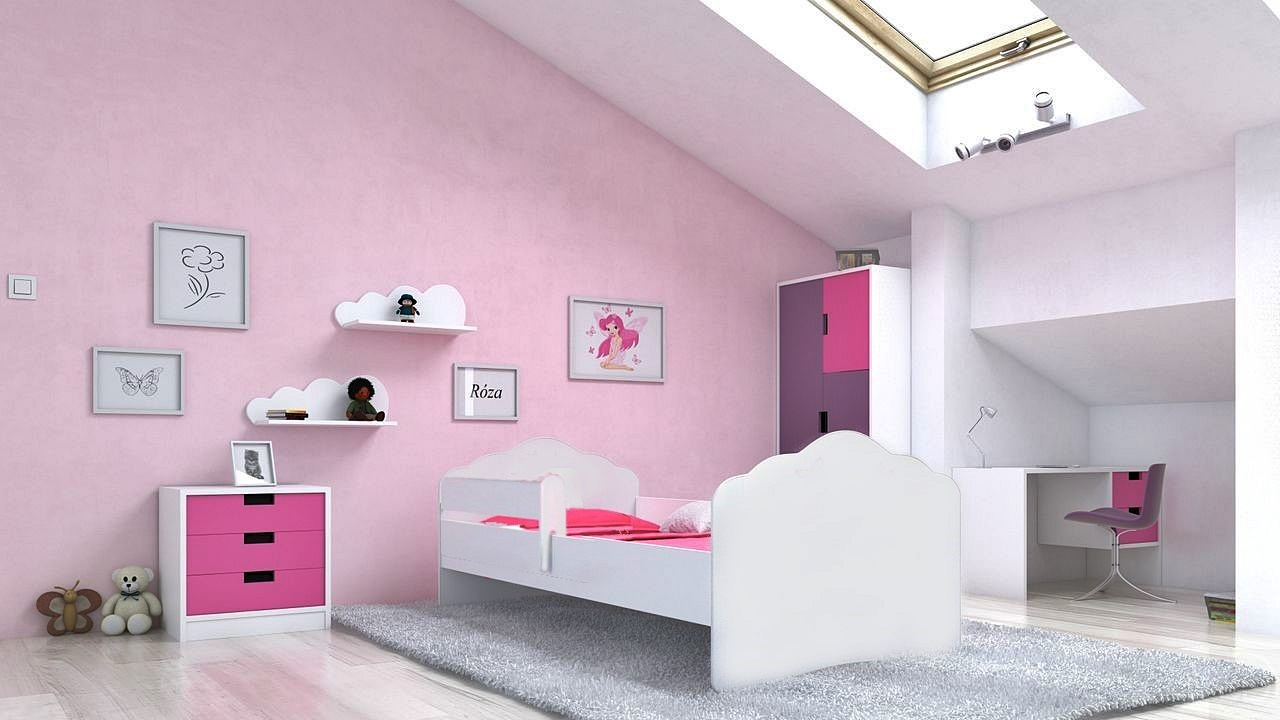 dětská postel bílá, postele se zábranou pro holky, postel do dětského pokoje, postel 140x70