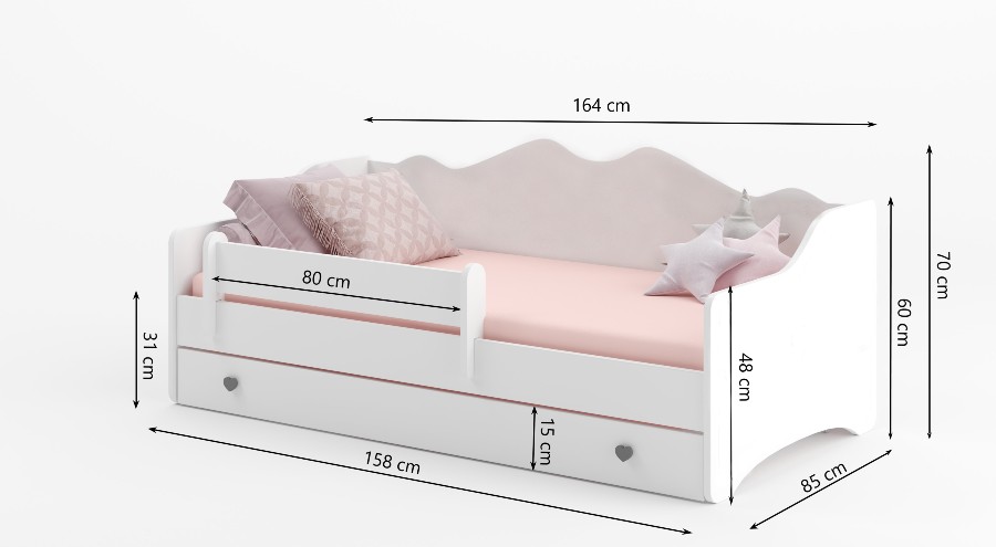 Rozměry postele bílé