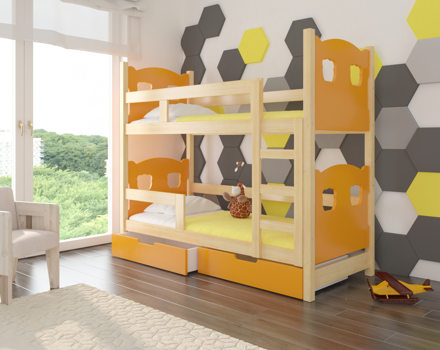 Dětská patrová postel Omega - oranžová