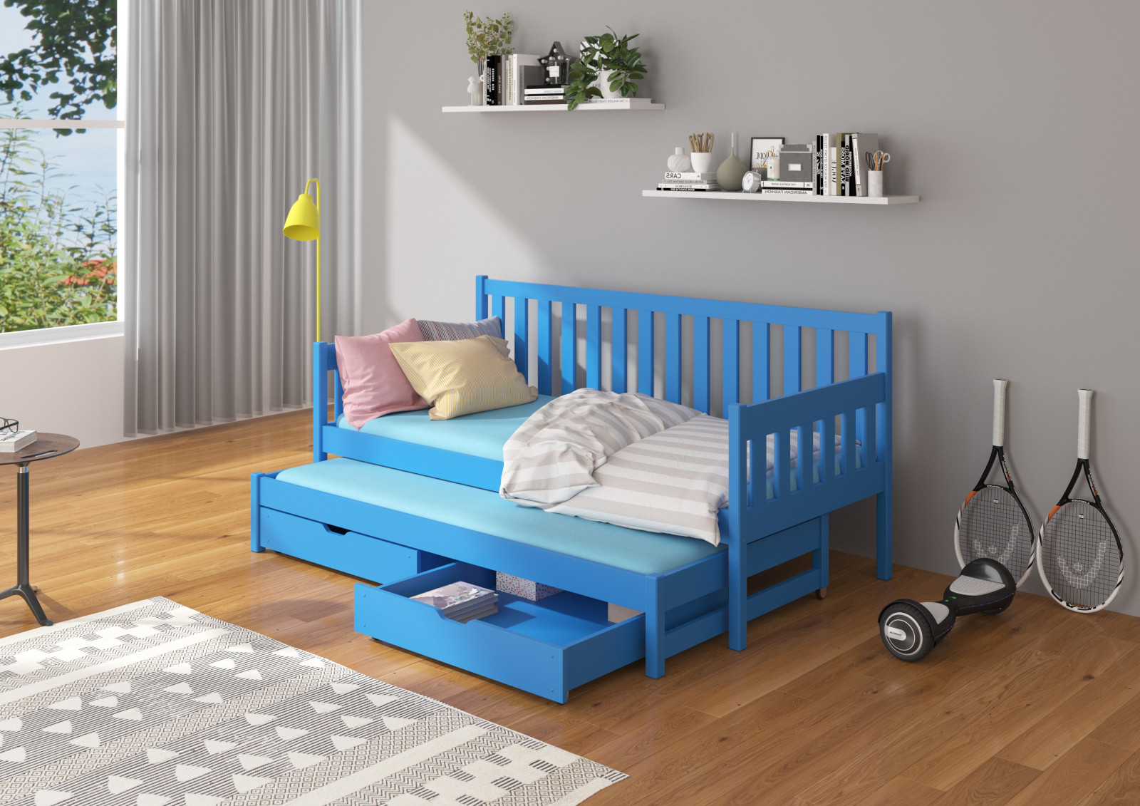 Modrá postel pro kluky