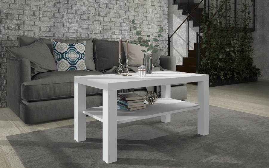 Bílý konferenční stolek, kávový stolek do obýváku