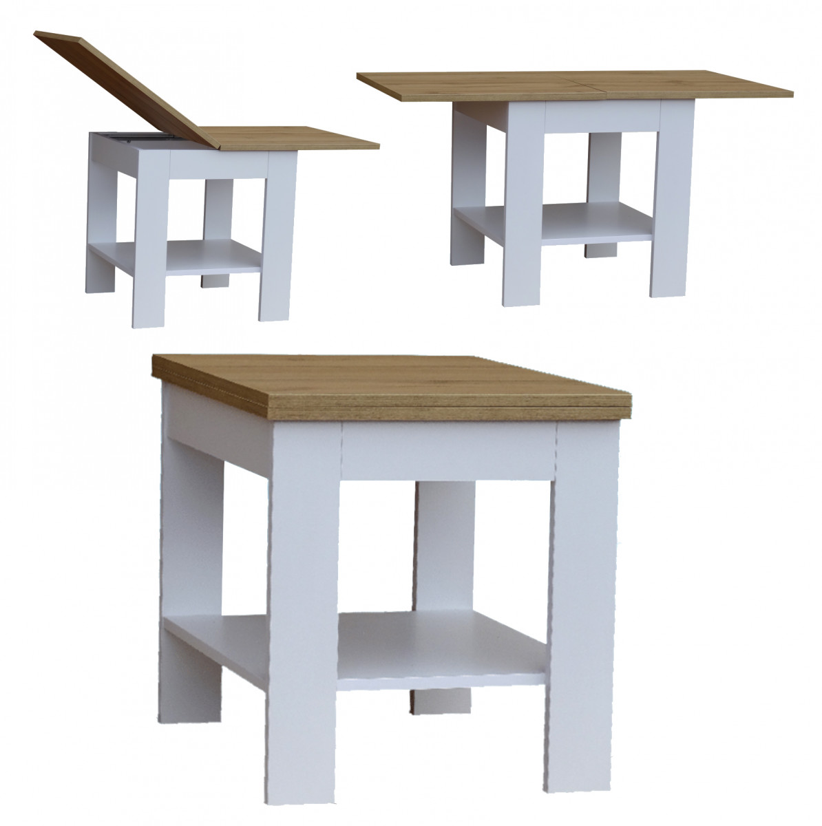 kávový stolík, konferenčný stôl, dub sonoma/biely