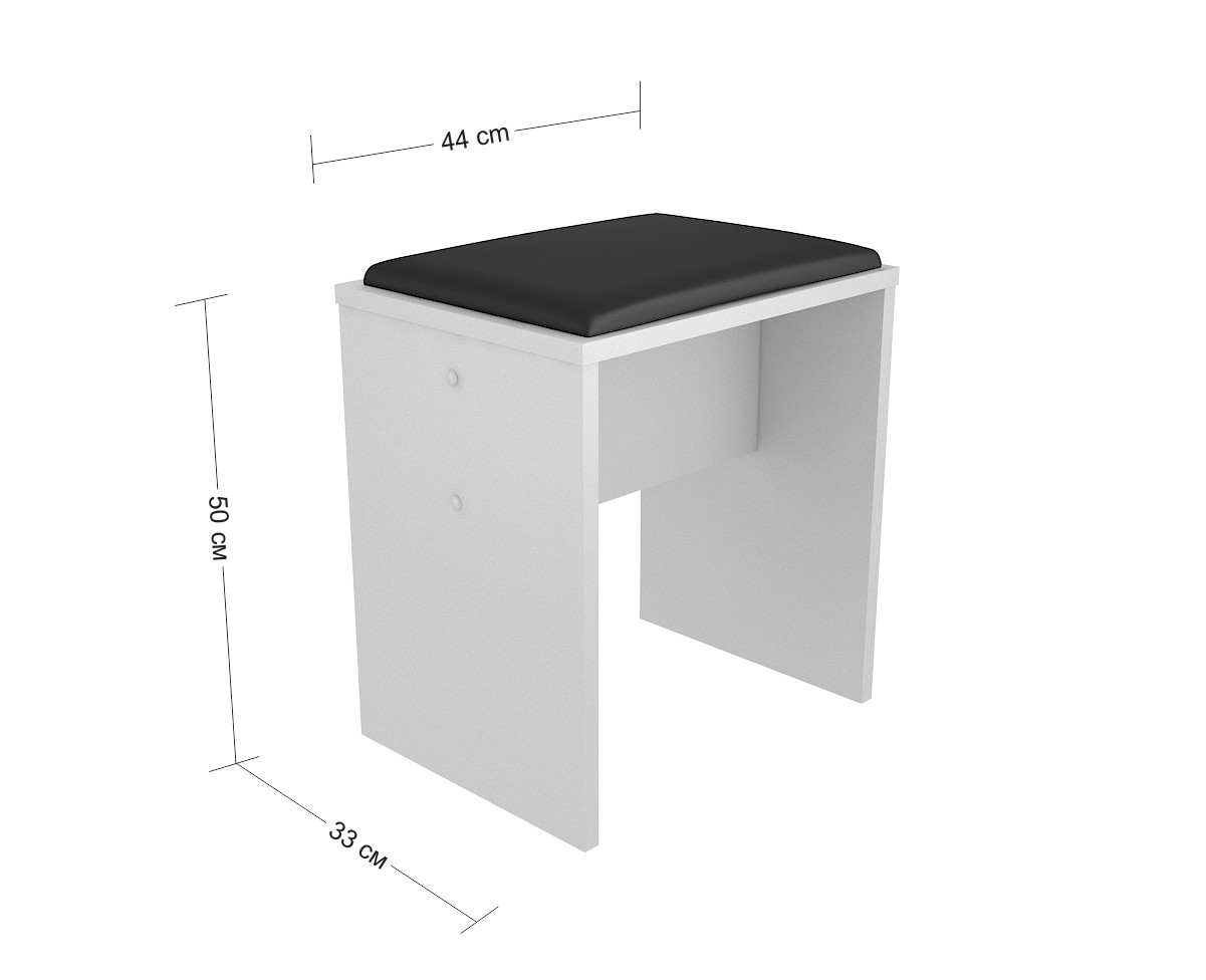 rozměry taburetu s čalouněným sedákem, taburet k toaletnímu stolku bílá