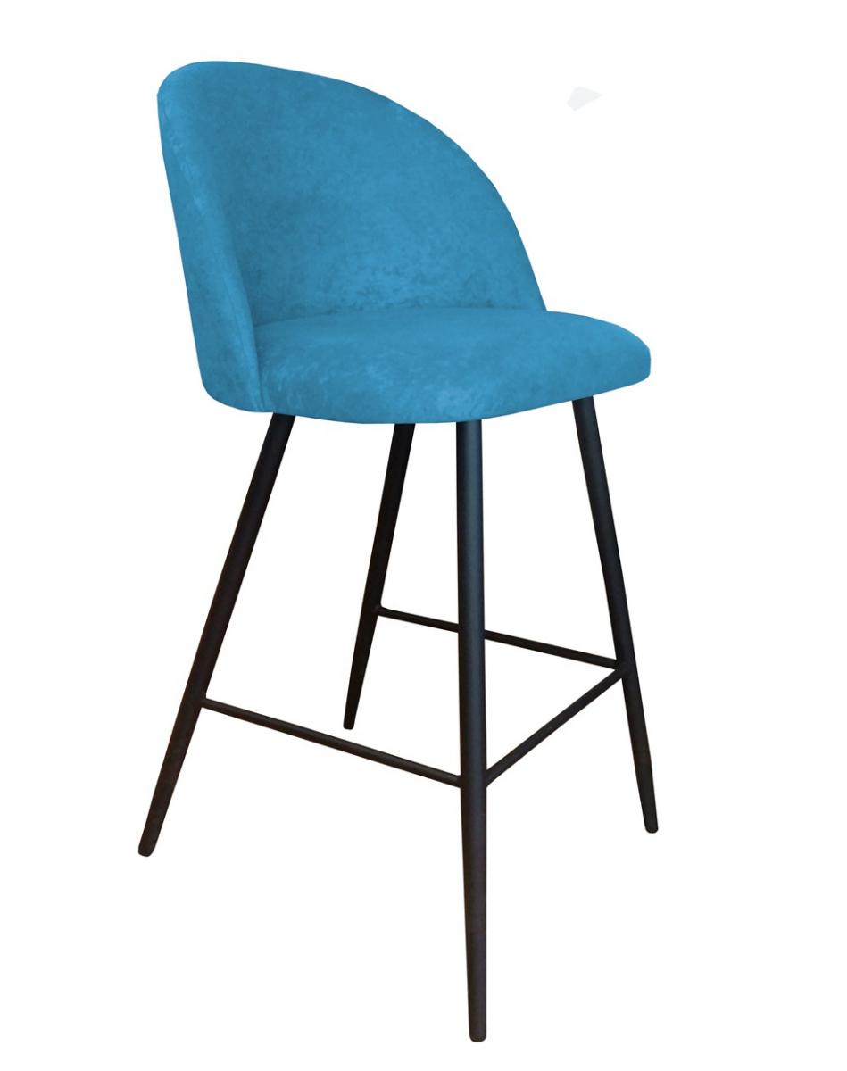 Moderní čalouněná barová židle s kovovýma nohama.
