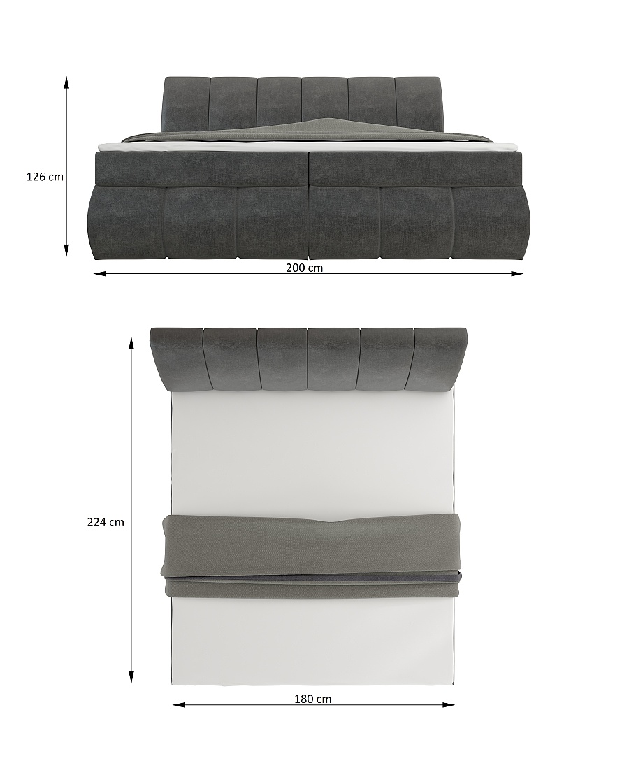 rozměry postele boxspring s úložným prostorem
