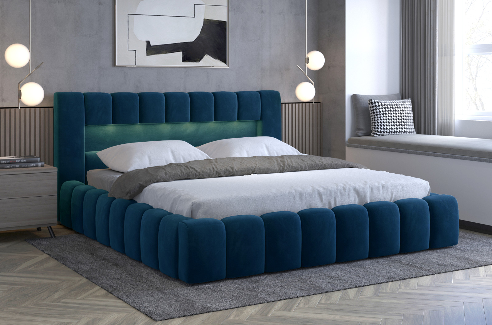 Modrá postel do ložnice - Monolith 77