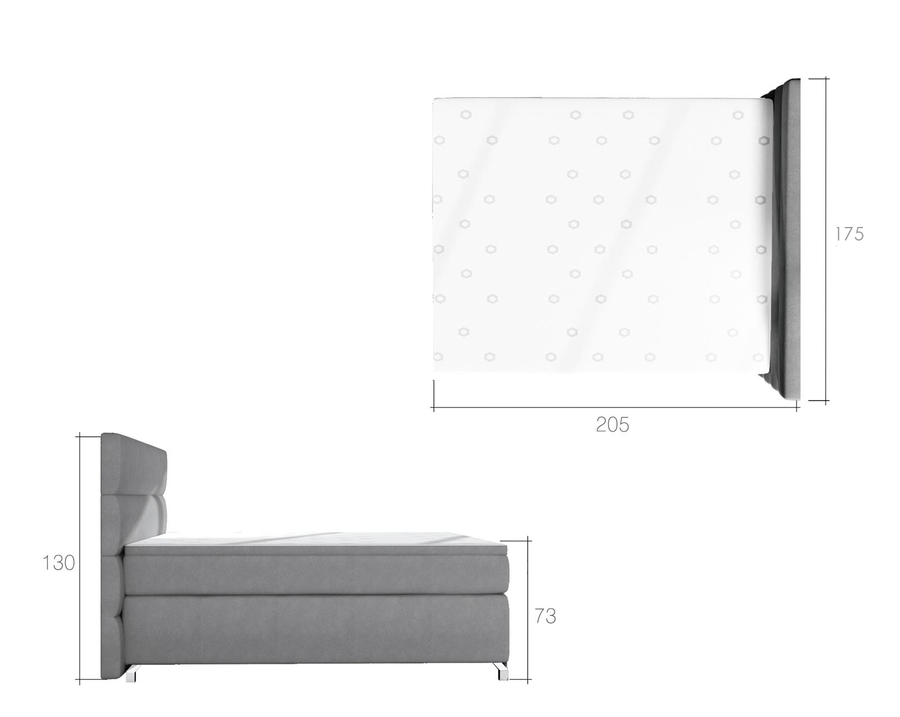 Čalouněná boxspring postel s úložným prostorem – rozměry