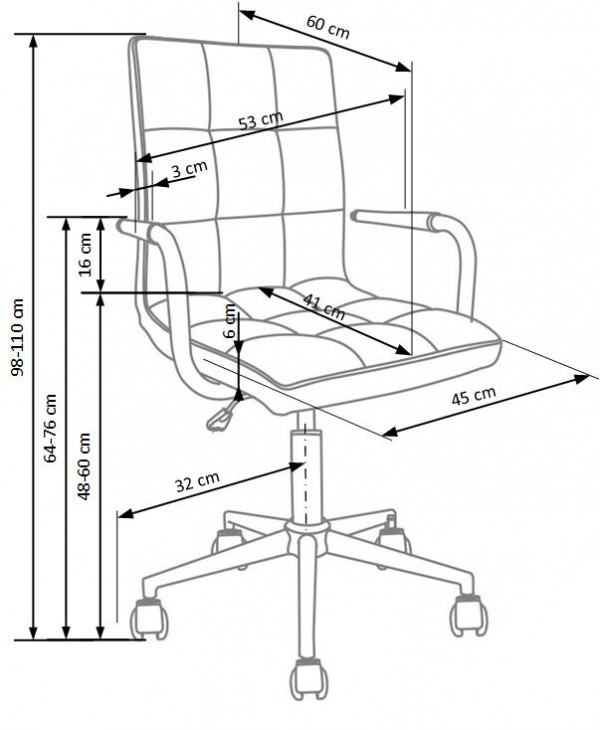rozměry otočné židle