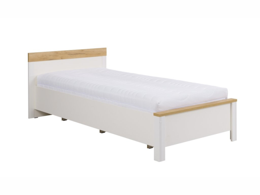 Jednolůžková postel krémově bílá