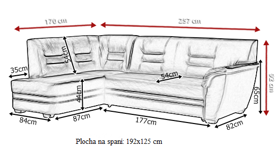 rozměry rohové sedačky