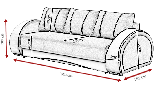 rozměry rozkládací sedačky