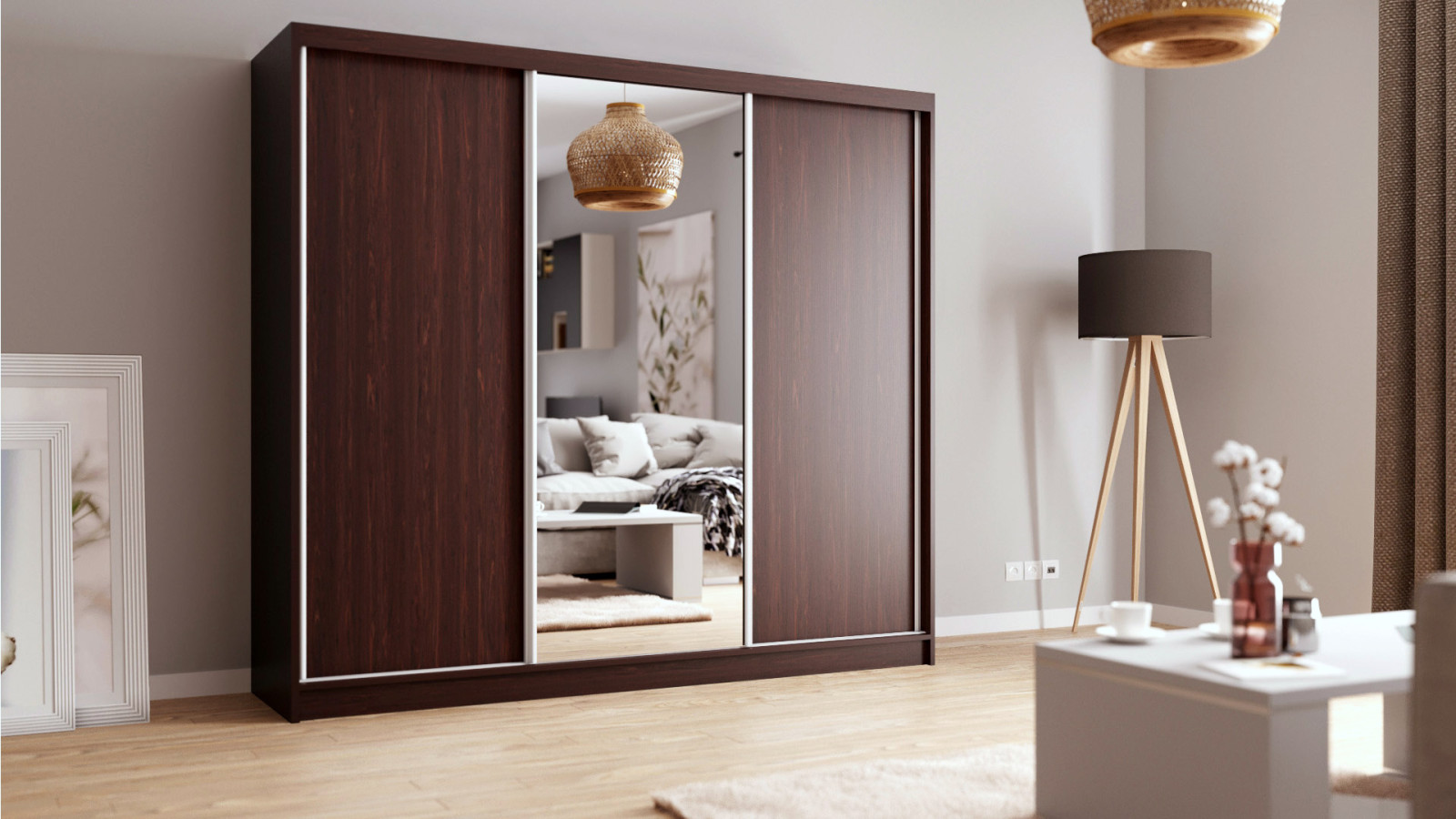 zrcadlová skříň, wenge šatní skříň 240 cm