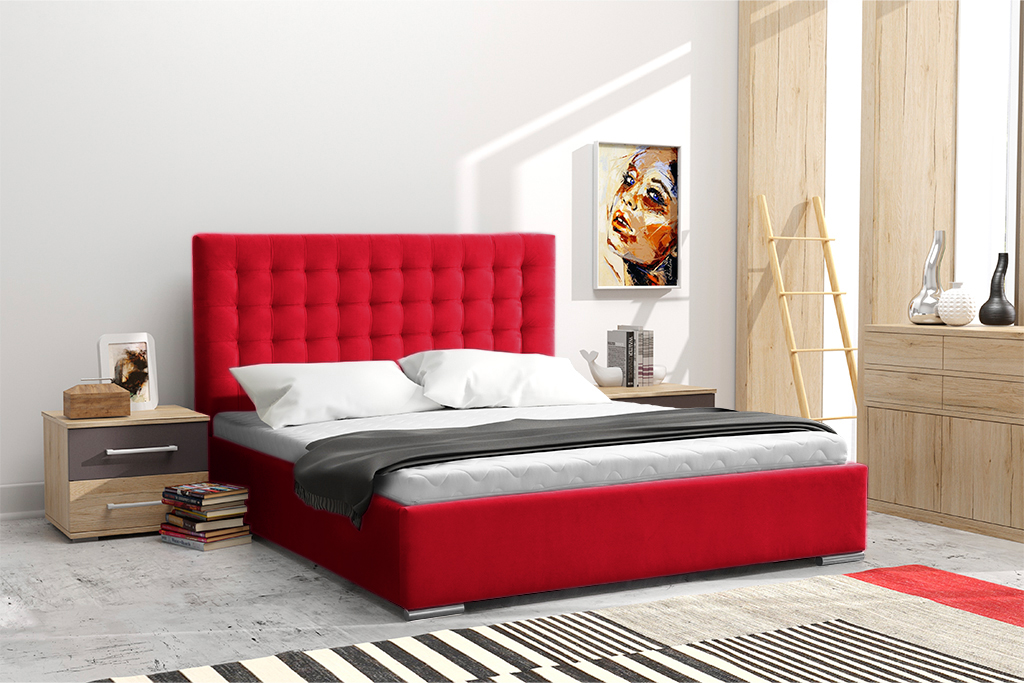 postel s čelem červená