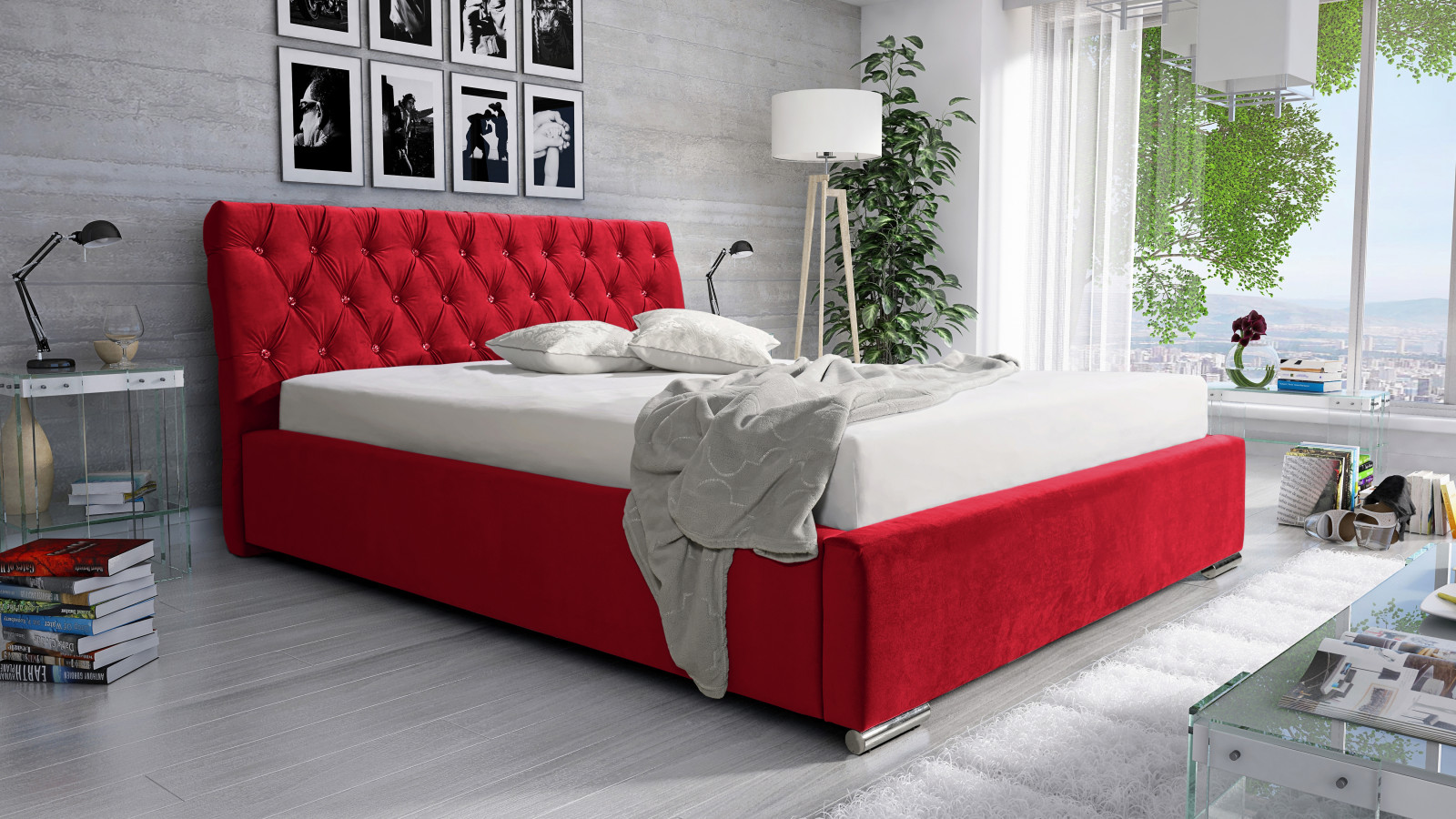 červená postel