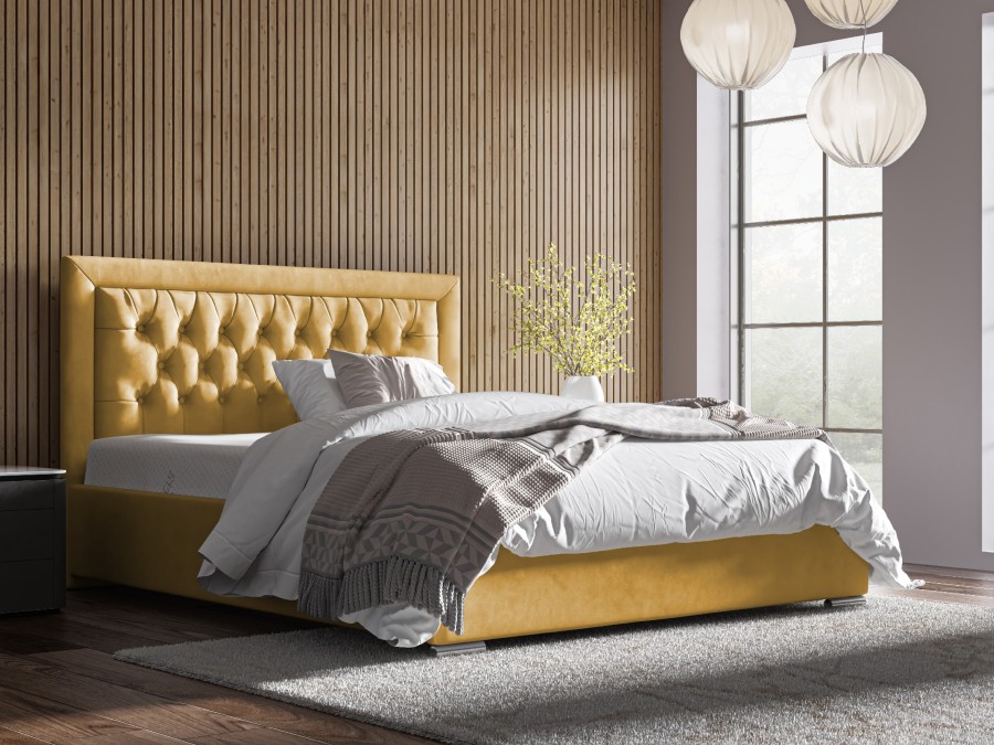 žlutá postel