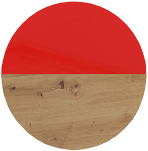 Barevné varianty kuchyňských skříněk: 27 - MYSTIC - Červená lesklá / Dub artisan