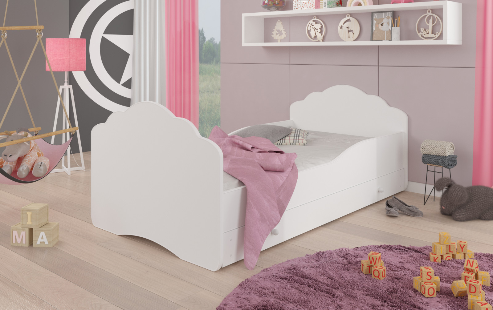 Bílá postel do dětského pokoje Juno 164x88 cm