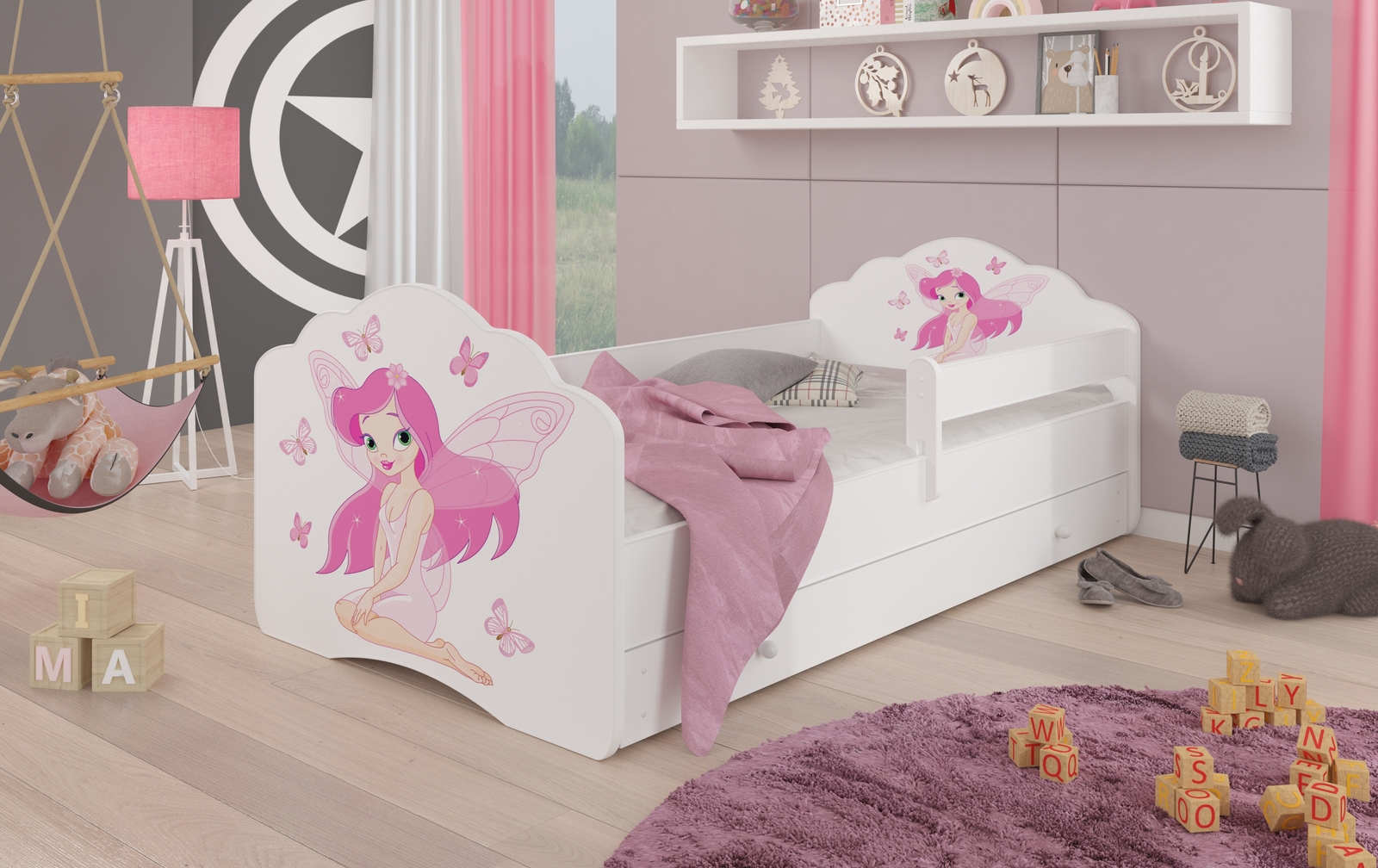 Dětská postel pro holky se zábranou Agnes 160x80 cm