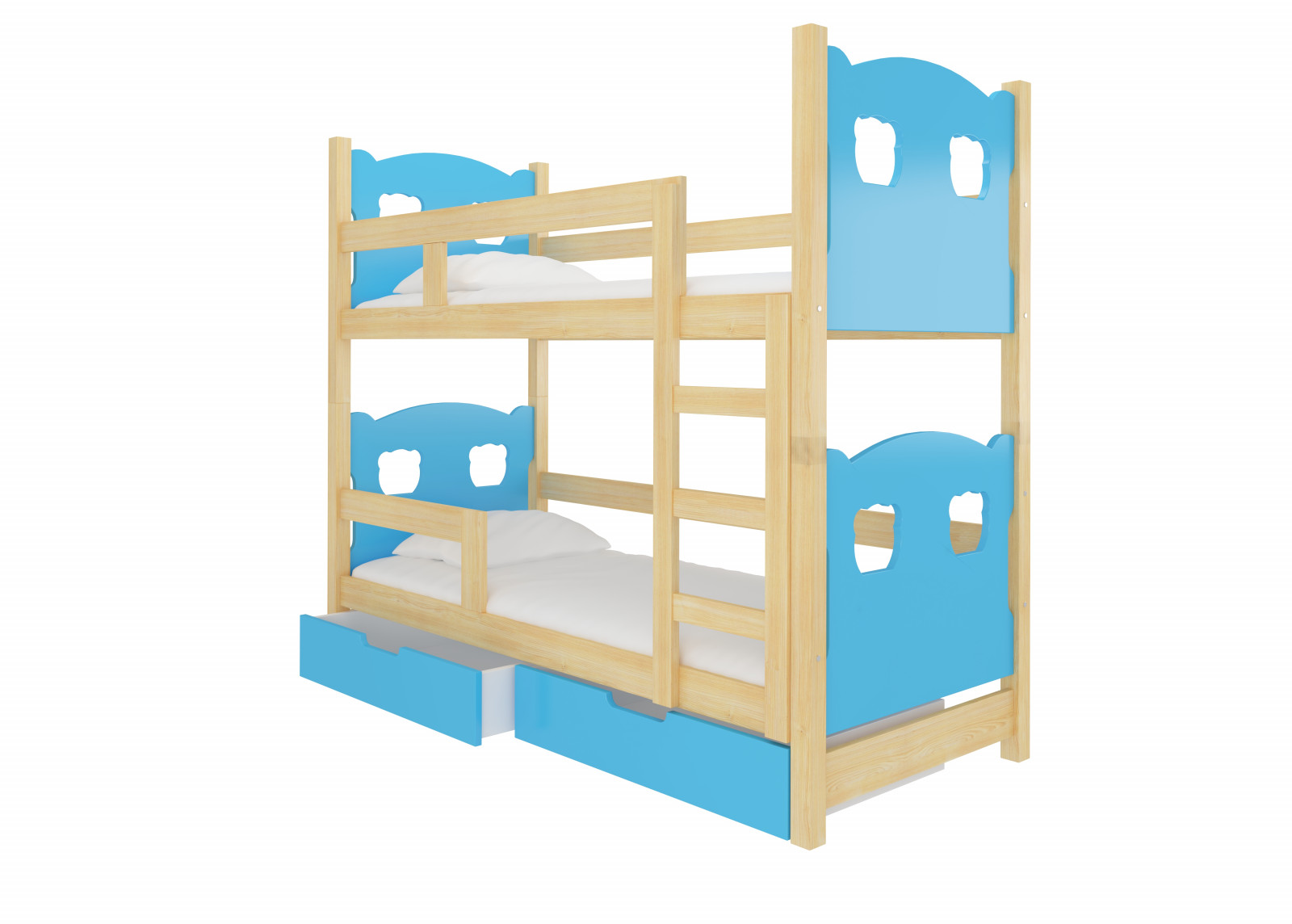 Dětská patrová postel se zábranou a úložným prostorem Hana