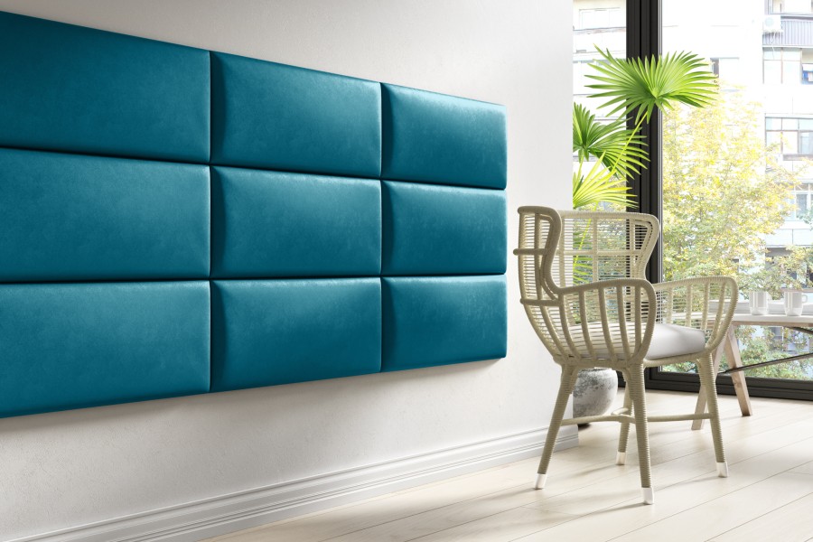Panel nástěnný čalouněný 50x30 cm Dory v modré barvě