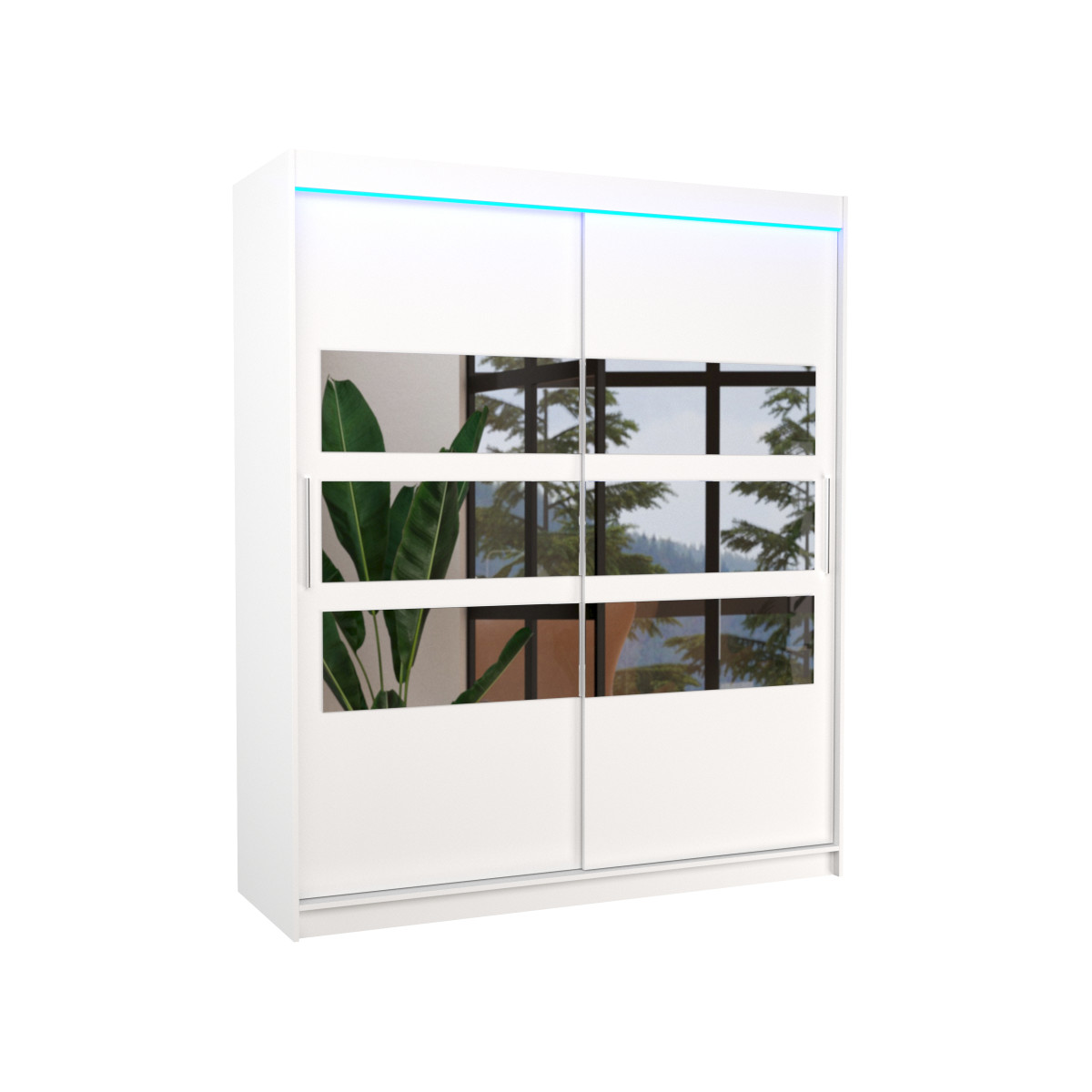 Šatní skříň s posuvnými dveřmi, zrcadlem a led osvětlením LED TOLEDO