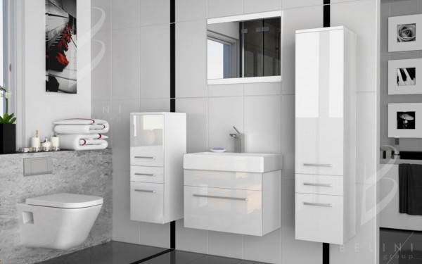 Moderní koupelnová sestava se zrcadlem - bez vysoké skříňky - 2. jakost