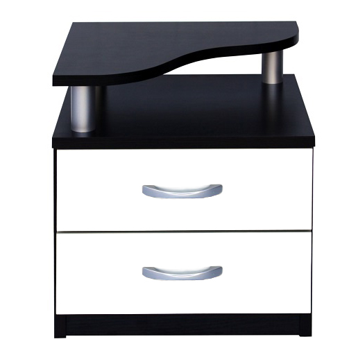 Malý nočný stolík Mahel ľavý čierny s bielou farbou čela