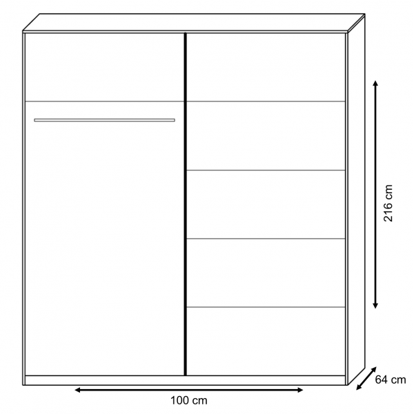 Bílá úzká šatní skříň Tithali 100 cm
