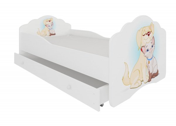 Nízká postel pro děti 160x80 cm Pejsek s kočičkou
