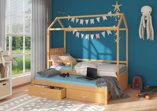 Detská posteľ domček Bambo so zábranou 80x180 cm