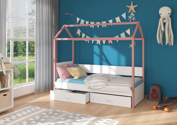 Modely postele Quido: Růžová/bílá
