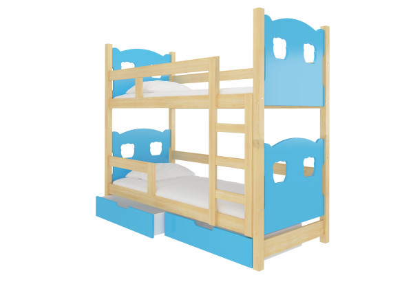Dětská patrová postel se zábranou a úložným prostorem Hana
