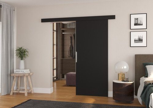 Barevné provedení posuvných dveří: černá šířka dveří 86cm