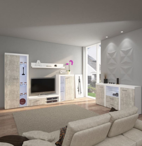 Velká obývací stěna s komodou, model Pires